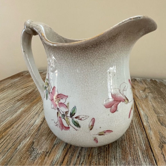 Antique Ironstone Pink China E.T.P. Co. Floral Pattern Pitcher❤️ - Picture 12 of 12